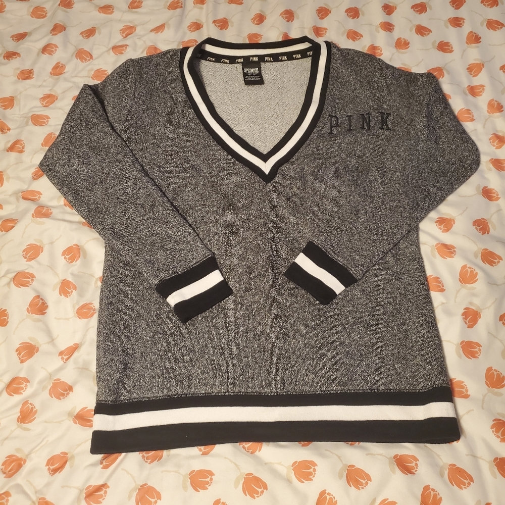 PINK Oversized Deep V-Neck Sweatshirt